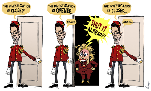 Cartoon: How the FBI Investigates Hillary (medium) by NEM0 tagged fbi,comey,investigation,hillary,clinton,email,scandal,fbi,comey,investigation,hillary,clinton,email,scandal,usa