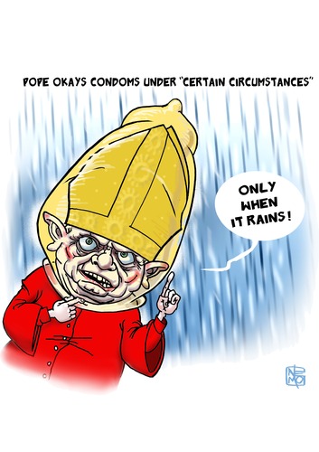 Cartoon: Pope Okays Condoms (medium) by NEM0 tagged im,moral,virtue,vatican,stds,std,roman,rome,commandments,sins,sin,prostitution,gays,gay,homosexuality,sexuality,pope,ok,nemo,disorder,disease,sexual,diseases,contraception,condoms,condom,christians,christian,catholics,catholic,xvi,benedict,accept,aids