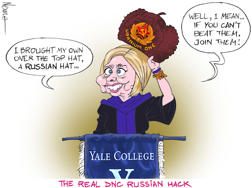 Cartoon: Russian Hack (medium) by NEM0 tagged hillary,clinton,dnc,hack,russia,russian,collusion,trump,dossier,uranium,one,fusion,gps,yale,college,speech,hat,communist,radical,left,joke,nemo,nem0,hillary,clinton,dnc,hack,russia,russian,collusion,trump,dossier,uranium,one,fusion,gps,yale,college,speech,hat,communist,radical,left,joke,nemo,nem0