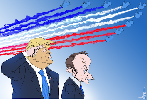 Cartoon: Trump at Bastille Day (medium) by NEM0 tagged donal,trump,potus,emanuel,macron,france,french,bastille,day,national,holiday,military,parade,twitter,tweet,social,media,donal,trump,potus,emanuel,macron,france,french,bastille,day,national,holiday,military,parade,twitter,tweet,social,media