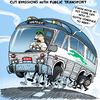 Cartoon: Green Public Transportation (small) by NEM0 tagged energy,environment,ghg,greenhouse,gases,transports,transportation,public,green,ecology,ecological,fuel,efficiency