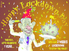 Cartoon: Happy Lockdown Day (small) by NEM0 tagged us,usa,global,pandemic,who,covid,sarscov2,corona,coronavirus,virus,china,whuan,pharma,fda,vax,vaccine,pfizer,moderna,fauci,lockdown,cdc,anniversary,weeks,faux,year,celebrate,nemo,nem0