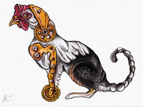 Cartoon: dogchic (medium) by Battlestar tagged illustration,dog,chicken,huhn,tiere,animals