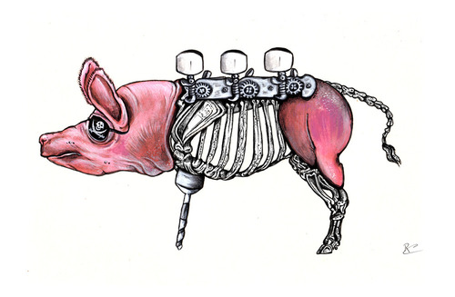 Cartoon: piggy (medium) by Battlestar tagged natur,fiction,surreal,illustration,tiere,animals,schwein,pig