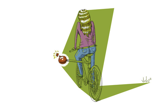Cartoon: biking (medium) by julianloa tagged bicicleta,seguridad,salud,bomba