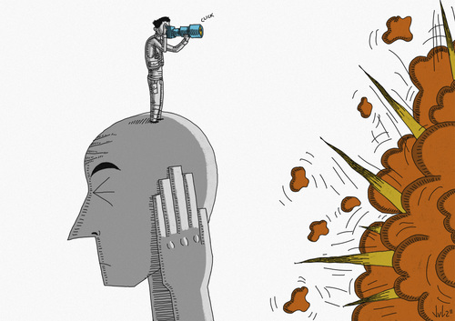 Cartoon: Press (medium) by julianloa tagged forgetting,war,omission,violence,photo,press,information