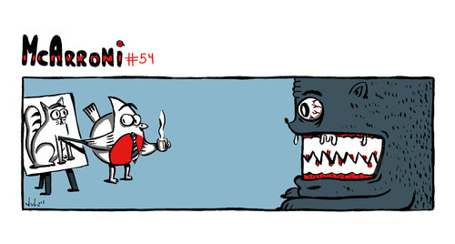 Cartoon: McArroni nr. 54 (medium) by julianloa tagged mcarroni,cat,dog,presentation