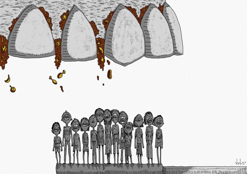 Cartoon: Teeth (medium) by julianloa tagged starvation,hunger,toothbrush,teeth,food