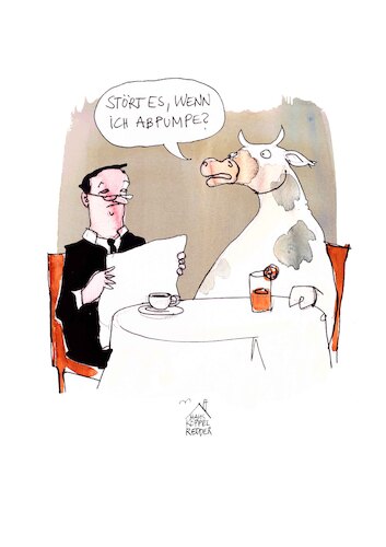 Cartoon: Abpumpen (medium) by Koppelredder tagged stillen,melken,abpumpen,kuh,cafe,milch,höflichkeit,stillen,melken,abpumpen,kuh,cafe,milch,höflichkeit