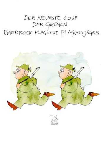 Cartoon: Baerbock (medium) by Koppelredder tagged baerbock,annalenabaerbock,plagiat,plagiatsjäger,wahlkampf,baerbock,annalenabaerbock,plagiat,plagiatsjäger,wahlkampf