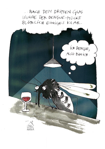 Cartoon: Dengue (medium) by Koppelredder tagged dengue,fieber,virus,mücke,blut,descartes,bewusstsein,dengue,fieber,virus,mücke,blut,descartes,bewusstsein