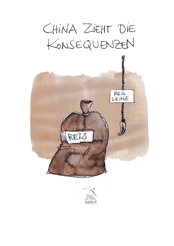 Cartoon: Reisleine (medium) by Koppelredder tagged china,reis,sack,sackreis,reißleine,china,reis,sack,sackreis,reißleine