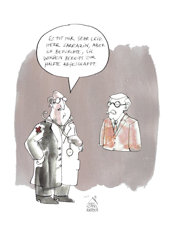 Cartoon: Sarrazin (medium) by Koppelredder tagged racism,sarrazin,rassismus,deutschland,spd,parteiausschluss,xenophobie,publikation,buch,abschaffung,islamophobie,publizistik,arzt,diagnose,sarrazin,rassismus,deutschland,spd,parteiausschluss,xenophobie,publikation,buch,abschaffung,islamophobie,publizistik,arzt,diagnose