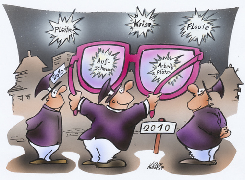 Cartoon: 2010 (medium) by HSB-Cartoon tagged brille,neujahr,sylvester,jahreswechsel,2010,politik,aufschwung,arbeitsplätze,krise