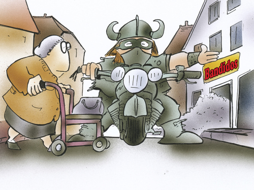 Cartoon: bad boys (medium) by HSB-Cartoon tagged bad,boys,rocker,bandidos,hells,angels,bike,motorbike,grandma,oma,motorrad,cartoon,caricature,karikatur,airbrush,rocker,hellsangels,motorrad