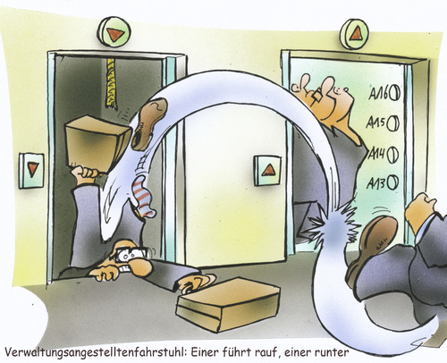 Cartoon: Beamtenfahrstuhl (medium) by HSB-Cartoon tagged beamte,angestellte,verwaltung,fahrstuhl,aufstieg,fall,beruf,chef,geld,cartoon,karikatur,hsb,airbrush,beamte,angestellte,verwaltung,fahrstuhl,aufstieg,beruf,geld,cartoon