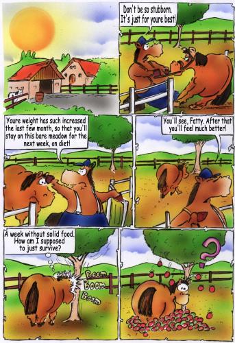 Cartoon: Bob comic (medium) by HSB-Cartoon tagged comic,horse,farm,animal,comic,pferd,futter,nahrung,landwirtschaft,apfel,farmer,bauer