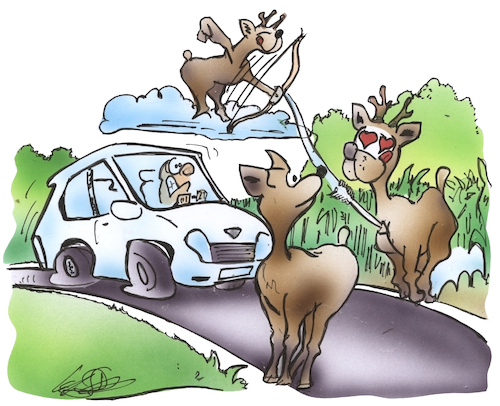 Cartoon: Brunft (medium) by HSB-Cartoon tagged brunft,reh,rehbock,wild,rehkitz,ricke,natur,liebestoll,straßenverkehr,unfallgefahr,wildunfall,unfallvermeidung,jagd,amor,auto,achtung,wald,maisfelder,brunft,reh,rehbock,wild,rehkitz,ricke,natur,liebestoll,straßenverkehr,unfallgefahr,wildunfall,unfallvermeidung,jagd,amor,auto,achtung,wald,maisfelder