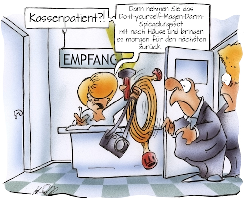 Cartoon: Darmspiegelung (medium) by HSB-Cartoon tagged magenspiegelung,darmspiegelung,arzt,arztpraxis,endoskopische,untersuchung,gastroenterologie,gastroentologische,kassenpatient,privatpatient,arzthelferin,gesundheitswesen,aok,techniker,krankenkasse,barmer,karikatur,vorsorgeuntersuchung,karrikatur,magenspiegelung,darmspiegelung,arzt,arztpraxis,endoskopische,untersuchung,gastroenterologie,gastrroentologische,kassenpatient,privatpatient,arzthelferin,gesundheitswesen,aok,techniker,krankenkasse,barmer,karikatur,arztbesuch,vorsorge,vorsorgeuntersuchung,karrikatur,gemeinschaftspraxis,klinick,medizin,krankenhaus,behandlung