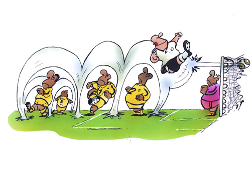 Cartoon: Deutschland vs Ghana (medium) by HSB-Cartoon tagged soccer,wm,wm2010,fußball,sport,championship,weltmeisterschaft,fußballweltmeisterschaft,südafrika,deutschland,ghana,afrika,tor,torwart,stürmer,verteidiger,libero,nationalmannschaft,airbrush,airbrushdesign,cartoon,wm,fußball,fussball,weltmeisterschaft,fußballweltmeisterschaft,sport