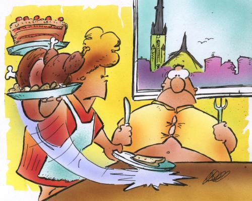 Cartoon: Diät (medium) by HSB-Cartoon tagged eat,cake,diät,lunch,meal,essen,ernährung,hunger,mahlzeit,mittagessen,körper,fett,verfettung,dick,diät,abnehmen,kuchen,hähnchen