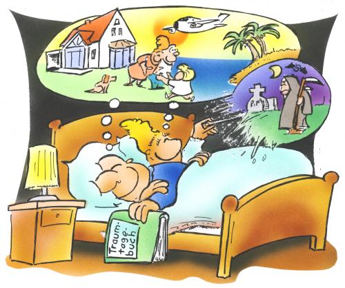 Cartoon: dreams (medium) by HSB-Cartoon tagged dream,bed,sleep,,traum,unterbewusstsein,albtraum,schlaf,bett,schön,schlecht,platzen