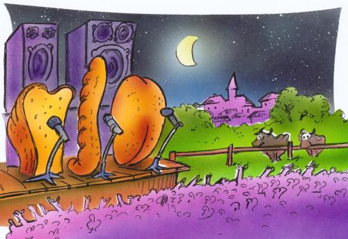 Cartoon: fettes Brot (medium) by HSB-Cartoon tagged fettesbrot,brotmusik,hiphop,hip,hop,kultur,open,air,fettes brot,brotmusik,hiphop,hop,hip,kultur,open air,bühne,auftritt,musik,deutschland,musiker,band,fettes,brot,open,air