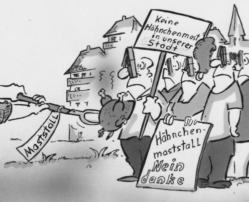 Cartoon: Hähnchenmaststall (medium) by HSB-Cartoon tagged hähnchen,maststall,demo,landwirtschaft,agrar