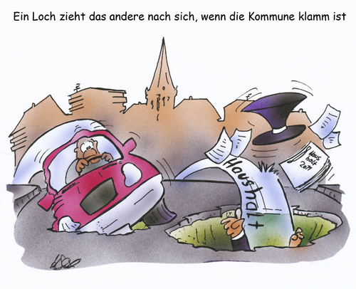 Cartoon: Haushaltsschlagloch (medium) by HSB-Cartoon tagged haushalt,schlagloch,finanzloch,wirtschaft,finanzen,kommune,stadt,gemeinde,auto,strasse,geld,cartoon,karikatur,airbrush,hsbcartoon,haushalt,schlagloch,finanzloch,wirtschaft,finanzen,kommune,gemeinde