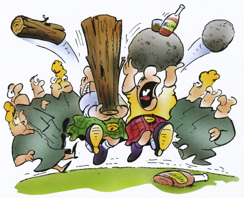 Cartoon: Highland Games (medium) by HSB-Cartoon tagged schotte,schotland,scotland,highland,highlandgames,games,schottenrock,kilt,wood,stone,whiskey,scotisch,cartoon,caricature,airbrush,schottland,sport