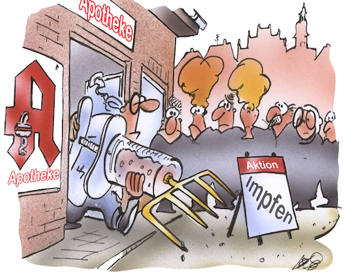 Cartoon: Impfen (medium) by HSB-Cartoon tagged apotheke,impfen,impfserum,corona,grippe,grippewelle,influenca,krankheit,apotheker,spritze,medezin,fieber,krankheitsverlauf,genesen,gesundheit,immunsystem,virus,viren,apotheke,impfen,impfserum,corona,grippe,grippewelle,influenca,krankheit,apotheker,spritze,medezin,fieber,krankheitsverlauf,genesen,gesundheit,immunsystem,virus,viren