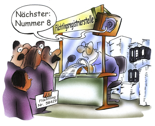 Cartoon: Integrationsbürokratie (medium) by HSB-Cartoon tagged integration,flüchtling,flüchtlinge,integrationshilfe,asyl,asylant,asylverfahren,asylantrag,integrationsamt,bürokratie,bürokrat,integrationsbehörde,registrierung,erfassung,registrierstelle,flüchtlingsregistrierstelle,karikatur,cartoon,anmeldung,anmeldevervfahren,asylunterkunft,flüchtlingshilfe,ausländeramt,karikaturist,integrationshelfer,auffanglager,einwandern,einwanderer,deutschland,beamter,verwaltung,einwanderungsbehörde,einwanderungsamt,integration,flüchtling,flüchtlinge,integrationshilfe,asyl,asylant,asylverfahren,asylantrag,integrationsamt,bürokratie,bürokrat,integrationsbehörde,registrierung,erfassung,registrierstelle,flüchtlingsregistrierstelle,karikatur,cartoon,anmeldung,anmeldevervfahren,asylunterkunft,flüchtlingshilfe,ausländeramt,karikaturist,integrationshelfer,auffanglager,einwandern,einwanderer,deutschland,beamter,verwaltung,einwanderungsbehörde,einwanderungsamt