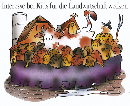 Cartoon: Landwirtschaft (medium) by HSB-Cartoon tagged landwirtschaft,agrar,landwirtschaftcartoon,kuh,lila,milkakuh,bauer,bauernhof,stall,milchbetrieb,milchbauer,kinder,bauernhofkinder,stadtkinder,landkinder,rind,landwirtschaftskarikatur,airbrushcartoon,airbrushkarikatur,airbrushillustration,landwirtschaft,agrar,landwirtschaftcartoon,kuh,lila,milkakuh,bauer,bauernhof,stall,milchbetrieb,milchbauer,kinder,bauernhofkinder,stadtkinder,landkinder,rind,landwirtschaftskarikatur,airbrushcartoon,airbrushkarikatur,airbrushillustration