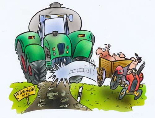 Cartoon: Landwirtschaftliche Wege (medium) by HSB-Cartoon tagged agrar,landwirtschaft,bauern,traktor,trecker,maschine,strasse,wirtschaftsweg,felder,wiesen,verkehr