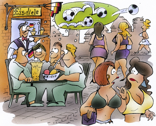 Cartoon: Männergedanken zur WM (medium) by HSB-Cartoon tagged fussball,soccer,sport,ball,gedanken,mann,männer,frau,mädchen,airbrush,airbrushdesign,karikatur,fussball,fußball,sport,fifa,wm,weltmeistserschaft,fans