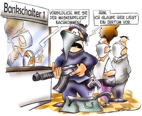 Cartoon: Maskenpflicht02 (medium) by HSB-Cartoon tagged maskenpflicht,mundschutz,gesichtsmaske,corona,covid,19,pandemie,seuche,virus,viren,banküberfall,bankschalter,bankangestellte,raub,überfall,bankräuberbankangestellte,kasse,kassiererin,verbrecher,cartoon,cartoonzeichner,hsbc,maskenpflicht,mundschutz,gesichtsmaske,corona,covid,19,pandemie,seuche,virus,viren,banküberfall,bankschalter,bankangestellte,raub,überfall,bankräuberbankangestellte,kasse,kassiererin,verbrecher,cartoon,cartoonzeichner,hsbc