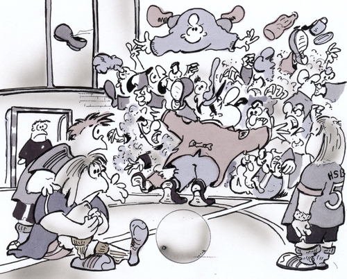 Cartoon: Minikicker (medium) by HSB-Cartoon tagged minikicker,kids,eltern,fussball,sport,schiedsrichter,polizei