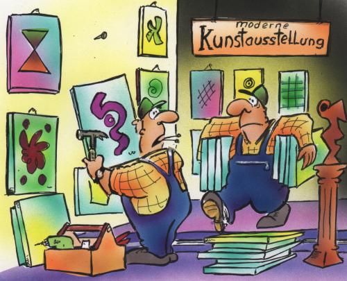 Cartoon: Moderne Kunst (medium) by HSB-Cartoon tagged kunst,bilder,galerei,modernart,,kunst,bilder,galerie,modernart,aufhängen,ausstellung,museum,signatur,unterschrift,verwirrung,position