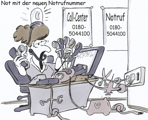 Cartoon: Not mit dem Notruf (medium) by HSB-Cartoon tagged call,center,callcenter,telefon,nrw,not,notruf,arzt,krankenhaus,rettungswagen,karikatur,cartoon,heinz,schwarzeblanke,call center,telefon,not,notruf,arzt,krankenhaus,rettungswagen,call,center