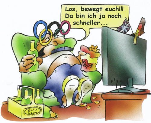 Cartoon: Olympia TV (medium) by HSB-Cartoon tagged tv,sports,sport,games,olympai,fernseher,glotze,television,london,airbrush