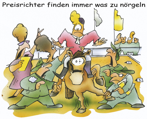 Cartoon: Preisrichter Pferdesport (medium) by HSB-Cartoon tagged erste,erster,orden,pokal,preis,turnier,schiedsrichter,springreiten,dressur,reiter,pferd,hsb,karikatur,cartoon,erstplazierte,reiterin,letzter,airbrush,pferd,dressur,reiten,sport,pferde