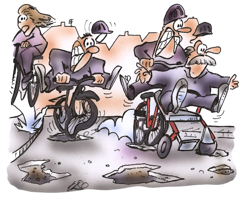 Cartoon: Schlaglochstrecke (medium) by HSB-Cartoon tagged radfahrer,radler,strassenschäden,strßenschäden,schlagloch,pedelec,radweg,straßenbau,straßenunterbau,straßenverkehr,sicherheitsrisiko,cartoon,karikatur,karrikatur,radfahrer,radler,strassenschäden,strßenschäden,schlagloch,pedelec,radweg,straßenbau,straßenunterbau,straßenverkehr,sicherheitsrisiko,cartoon,karikatur,karrikatur