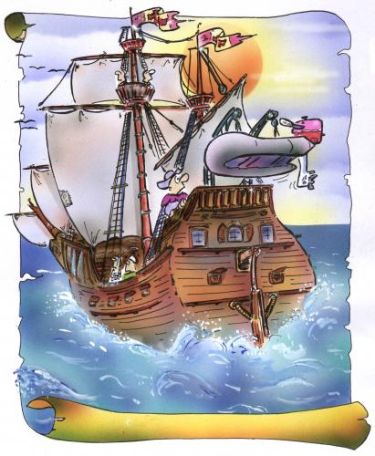 Cartoon: Seefahrer (medium) by HSB-Cartoon tagged seefahrt,columbus,sos,,seefahrt,christoph kolumbus,sos,beiboot,schiff,santa maria,pinta,nina,indienroute,amerika,schlauchboot,technik,entdeckung,1492,portugal,welt,rund,scheibe,ei des kolumbus