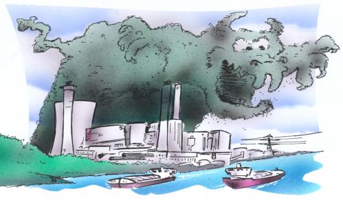 Cartoon: smog (medium) by HSB-Cartoon tagged industry,smog,smoke,havyindustrie,powerstation,coal,environment,pollution,industrie,industriegebiet,fabriken,fabrik,umwelt,natur,umweltverschmutzung,naturschutz,umweltschutz,abgase,rauch,smog,produktion