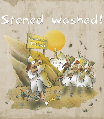 Cartoon: stoned washed (medium) by HSB-Cartoon tagged kabul,naherosten,afganistan,steine,steinigung,taliban,karikatur,caricature,cartoon,airbrush,afghanistan,kabul,steine,steinigung,taliban