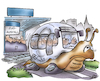 Cartoon: Ersatzbus (small) by HSB-Cartoon tagged zug,db,deutsche,bahn,zugverkehr,schienennahverkehr,ice,regionalbahn,ersatzbus,bahnhof,schneckentempo,öpnv,nahverkehr,bahnverkehr,schnecke,bahnstreik