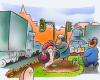 Cartoon: noise nuisance (small) by HSB-Cartoon tagged noise,nuisance,peace,rip,rest,traffic,cemetery,town