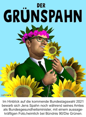 Cartoon: Grünspahn (medium) by Cartoonfix tagged grünspahn,jens,spahn,grüne,bundestagswahl,2021