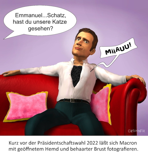Cartoon: Macrons Secret (medium) by Cartoonfix tagged macron,brusthaare,präsidentschaftswahl