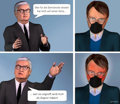 Cartoon: Steinmeiers Rede (medium) by Cartoonfix tagged steinmeiers,demokratie,rede,karl,lauterbach,corona,maßnahmen